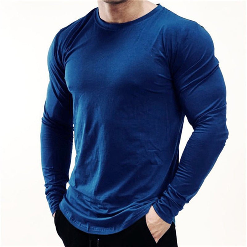 Men's quick-dry long sleeve gym shirt for fitness, running, and bodybuilding. Perfect workout gear by TNT Fitness Gear