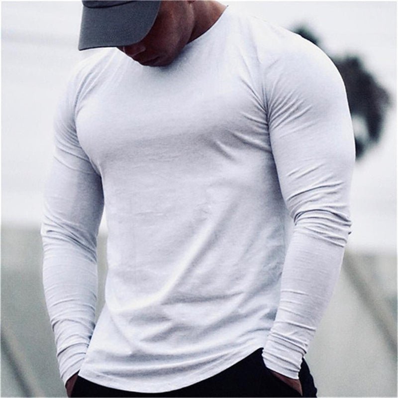Men's quick-dry long sleeve gym shirt for fitness, running, and bodybuilding. Perfect workout gear by TNT Fitness Gear