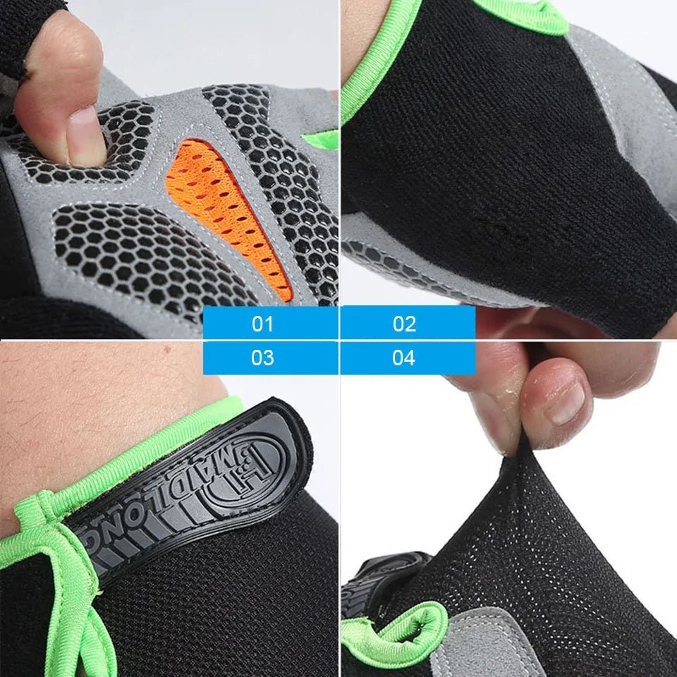 Non-slip fitness gloves designed for optimal grip and comfort. Featuring breathable material, moisture-wicking properties, and adjustable fit, these gloves provide support and protection for intense workouts and weightlifting sessions.- TNT Fitness Gear