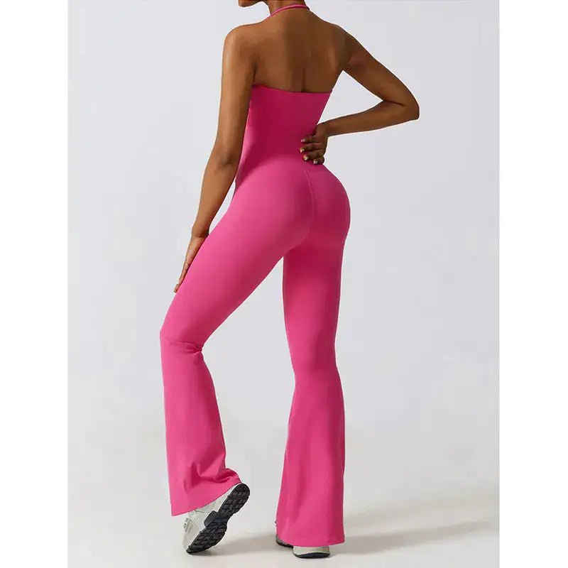 Sleek and supportive women's one-piece workout jumpsuit designed for maximum comfort and flexibility during exercise. Made from breathable, moisture-wicking fabric, it is perfect for gym, yoga, and fitness routines.