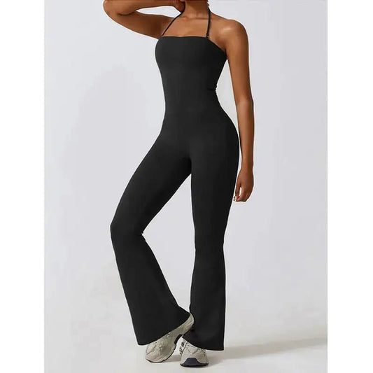 Sleek and supportive women's one-piece workout jumpsuit designed for maximum comfort and flexibility during exercise. Made from breathable, moisture-wicking fabric, it is perfect for gym, yoga, and fitness routines.