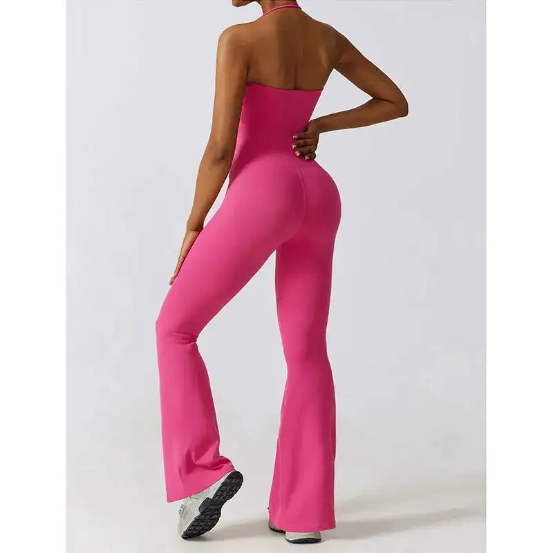 Sleek and supportive women's one-piece workout jumpsuit designed for maximum comfort and flexibility during exercise. Made from breathable, moisture-wicking fabric, it is perfect for gym, yoga, and fitness routines.