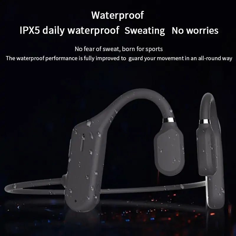 Open Ear Hook Bone Conduction Lightweight Sports Earphones designed for comfort and safety. Features bone conduction technology for clear sound while keeping your ears open, perfect for outdoor activities and workouts. TNT Fitness Gear