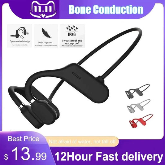 Open Ear Hook Bone Conduction Lightweight Sports Earphones designed for comfort and safety. Features bone conduction technology for clear sound while keeping your ears open, perfect for outdoor activities and workouts. TNT Fitness Gear
