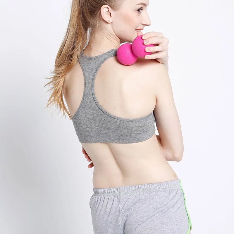 Massage Fitness Ball designed for on-the-go relaxation and wellness. Ideal for self-massage, post-exercise recovery, and back relief, it boosts circulation, aids recovery, and targets areas for weight management. Portable and versatile, perfect for home, office, or travel.- TNT Fitness Gear