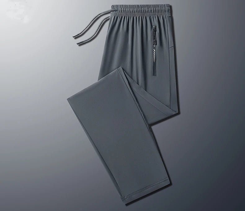Plus - Size Men’s Ice Silk Sweatpants – High - Elastic Gym Joggers - TNT Fitness