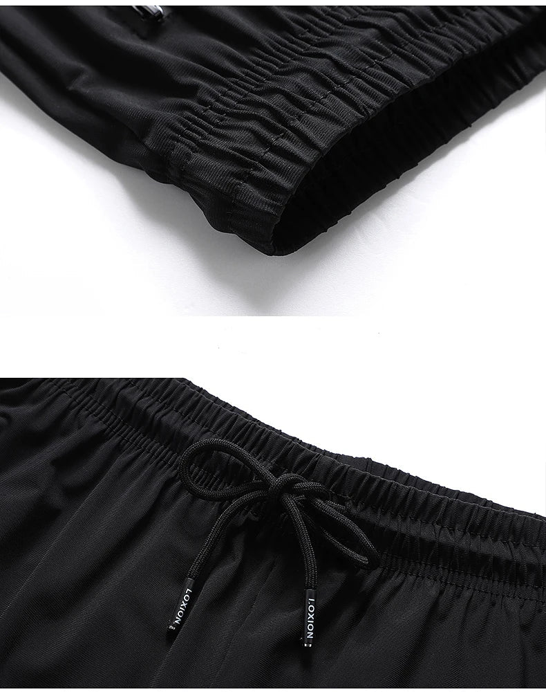 Plus - Size Men’s Ice Silk Sweatpants – High - Elastic Gym Joggers - TNT Fitness