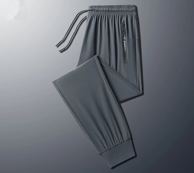 Plus - Size Men’s Ice Silk Sweatpants – High - Elastic Gym Joggers - TNT Fitness