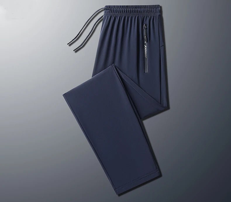 Plus - Size Men’s Ice Silk Sweatpants – High - Elastic Gym Joggers - TNT Fitness