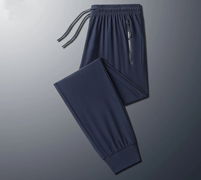 Plus - Size Men’s Ice Silk Sweatpants – High - Elastic Gym Joggers - TNT Fitness