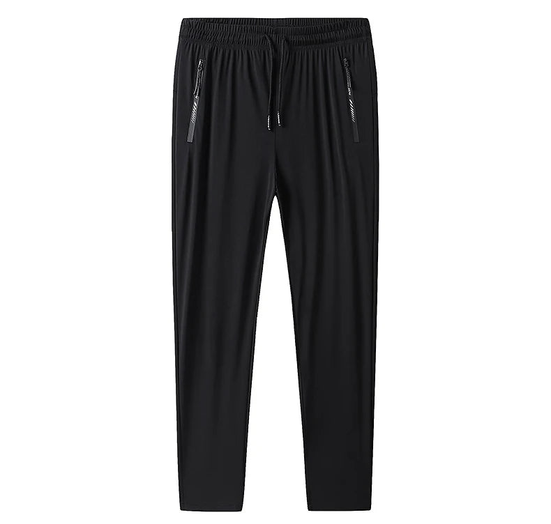 Plus - Size Men’s Ice Silk Sweatpants – High - Elastic Gym Joggers - TNT Fitness
