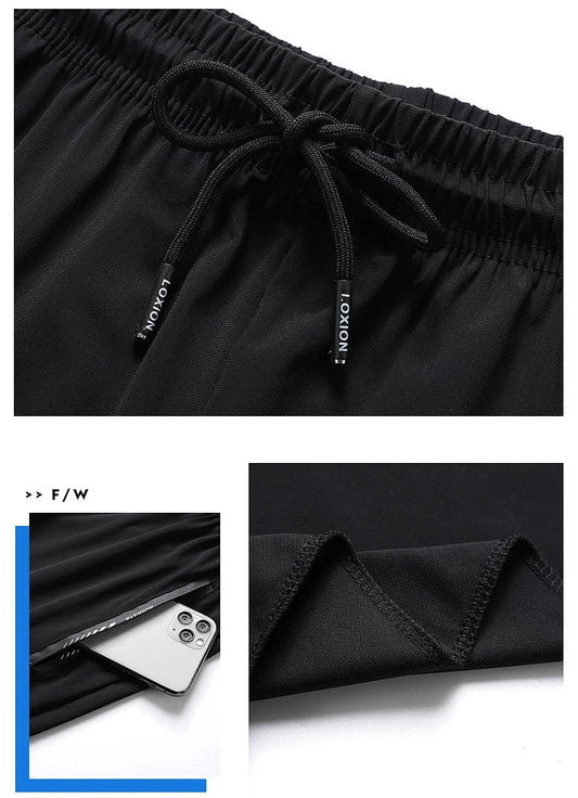 Plus - Size Men’s Ice Silk Sweatpants – High - Elastic Gym Joggers - TNT Fitness