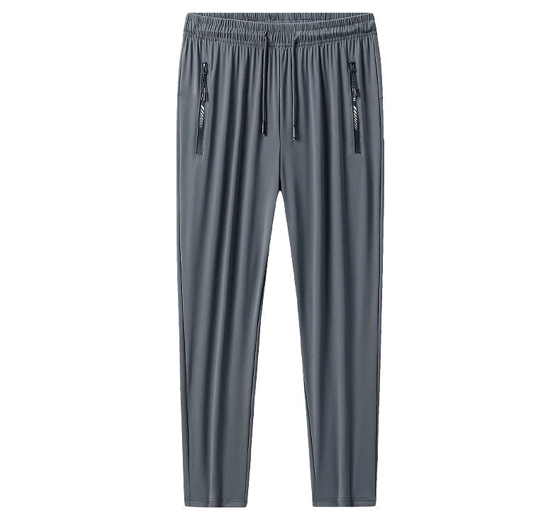 Plus - Size Men’s Ice Silk Sweatpants – High - Elastic Gym Joggers - TNT Fitness