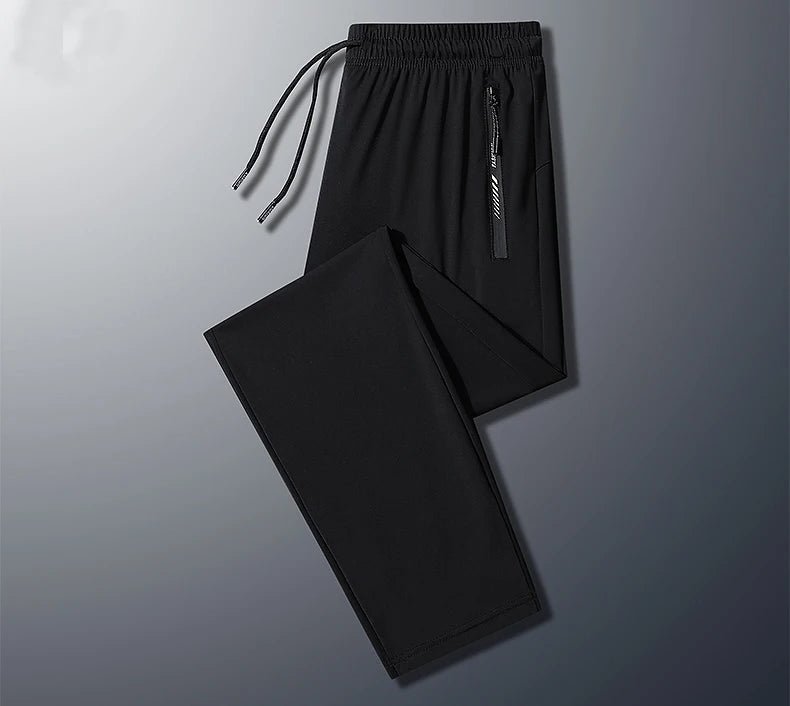 Plus - Size Men’s Ice Silk Sweatpants – High - Elastic Gym Joggers - TNT Fitness