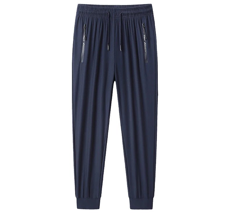 Plus - Size Men’s Ice Silk Sweatpants – High - Elastic Gym Joggers - TNT Fitness
