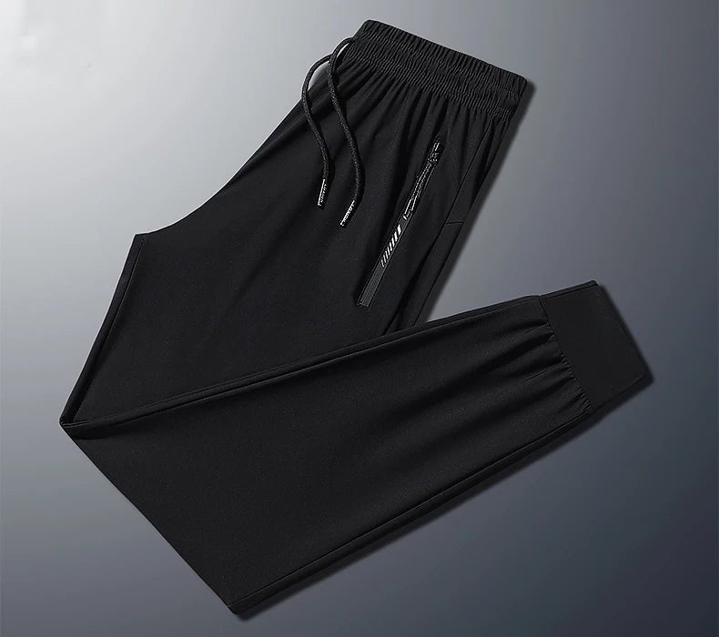 Plus - Size Men’s Ice Silk Sweatpants – High - Elastic Gym Joggers - TNT Fitness