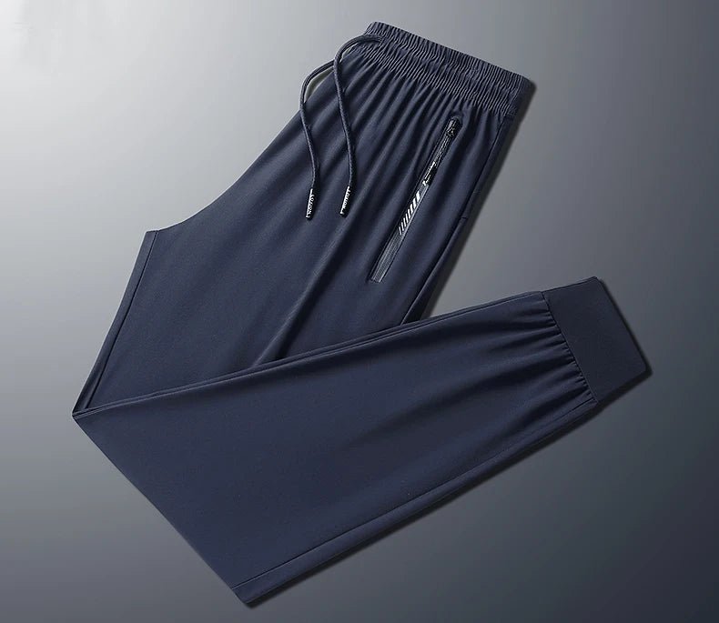 Plus - Size Men’s Ice Silk Sweatpants – High - Elastic Gym Joggers - TNT Fitness