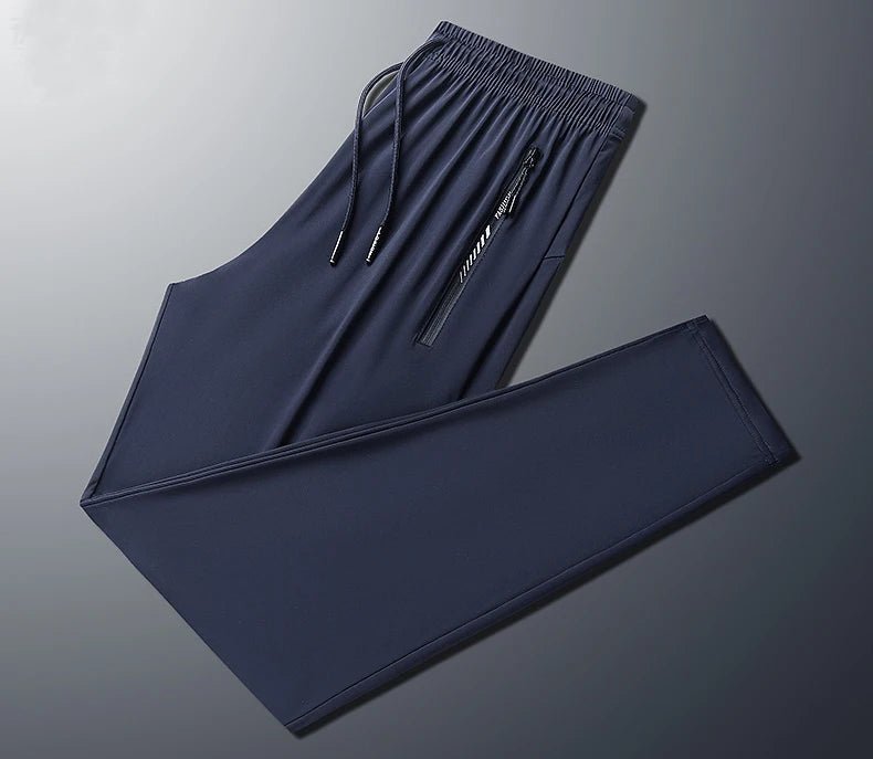 Plus - Size Men’s Ice Silk Sweatpants – High - Elastic Gym Joggers - TNT Fitness