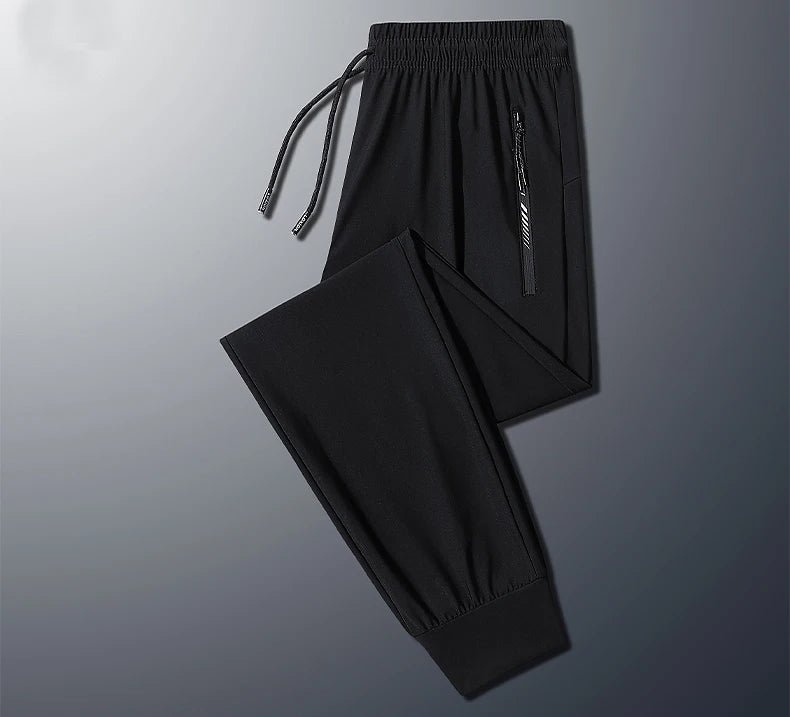 Plus - Size Men’s Ice Silk Sweatpants – High - Elastic Gym Joggers - TNT Fitness