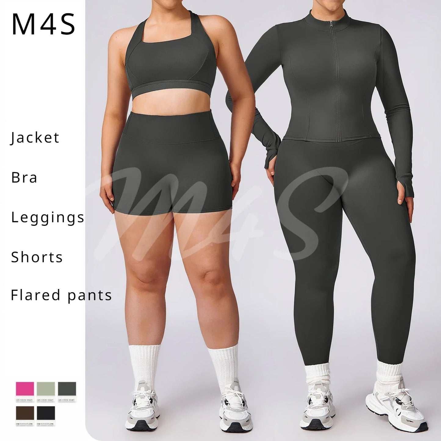 Plus Size XXXL Yoga Set – Jacket, Leggings, Shorts & Flared Pants - TNT Fitness
