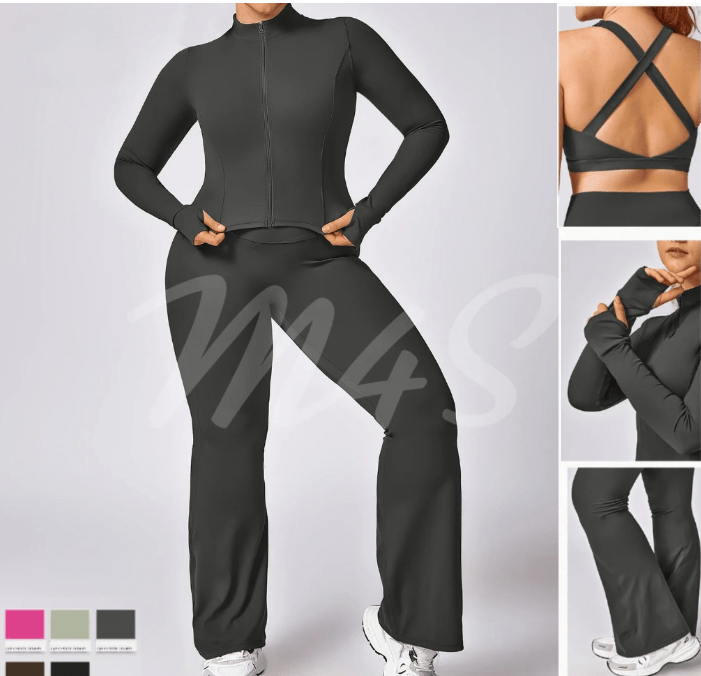 Plus Size XXXL Yoga Set – Jacket, Leggings, Shorts & Flared Pants - TNT Fitness