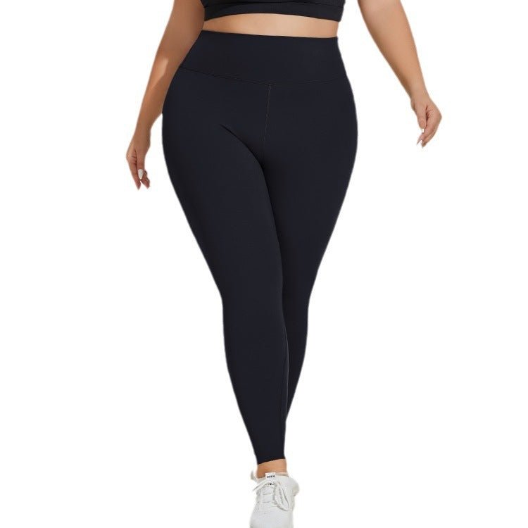 Plus-size seamless high-waist yoga pants in Waxon Green, Monet Purple, and Quiet Black, featuring quick-drying fabric and a hip-lifting design for comfort and style. - TNT Fitness Gear