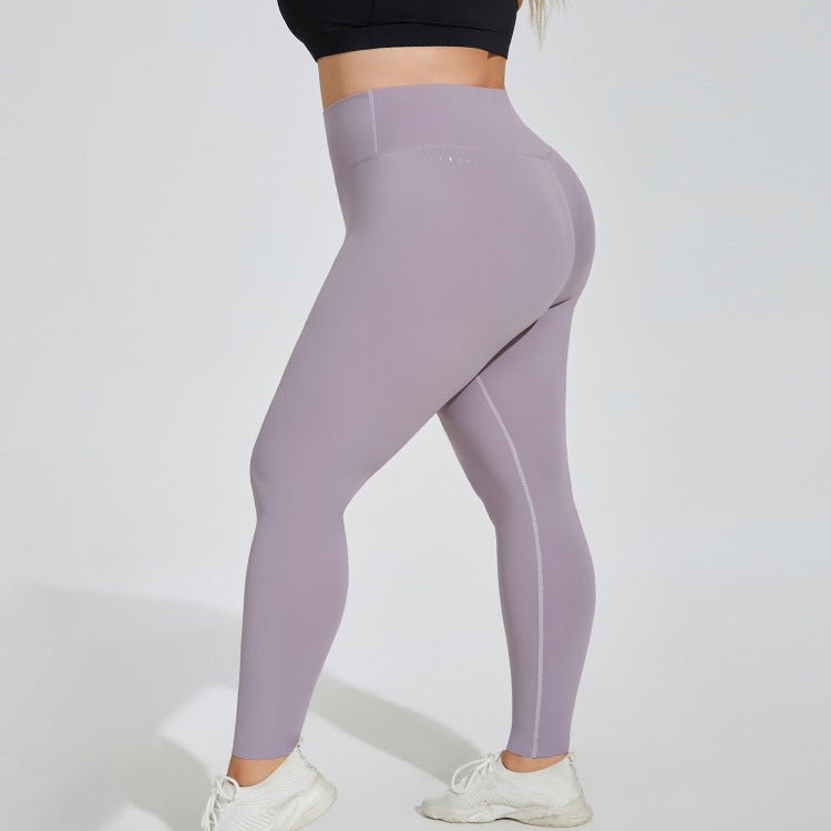 Plus-size seamless high-waist yoga pants in Waxon Green, Monet Purple, and Quiet Black, featuring quick-drying fabric and a hip-lifting design for comfort and style. - TNT Fitness Gear