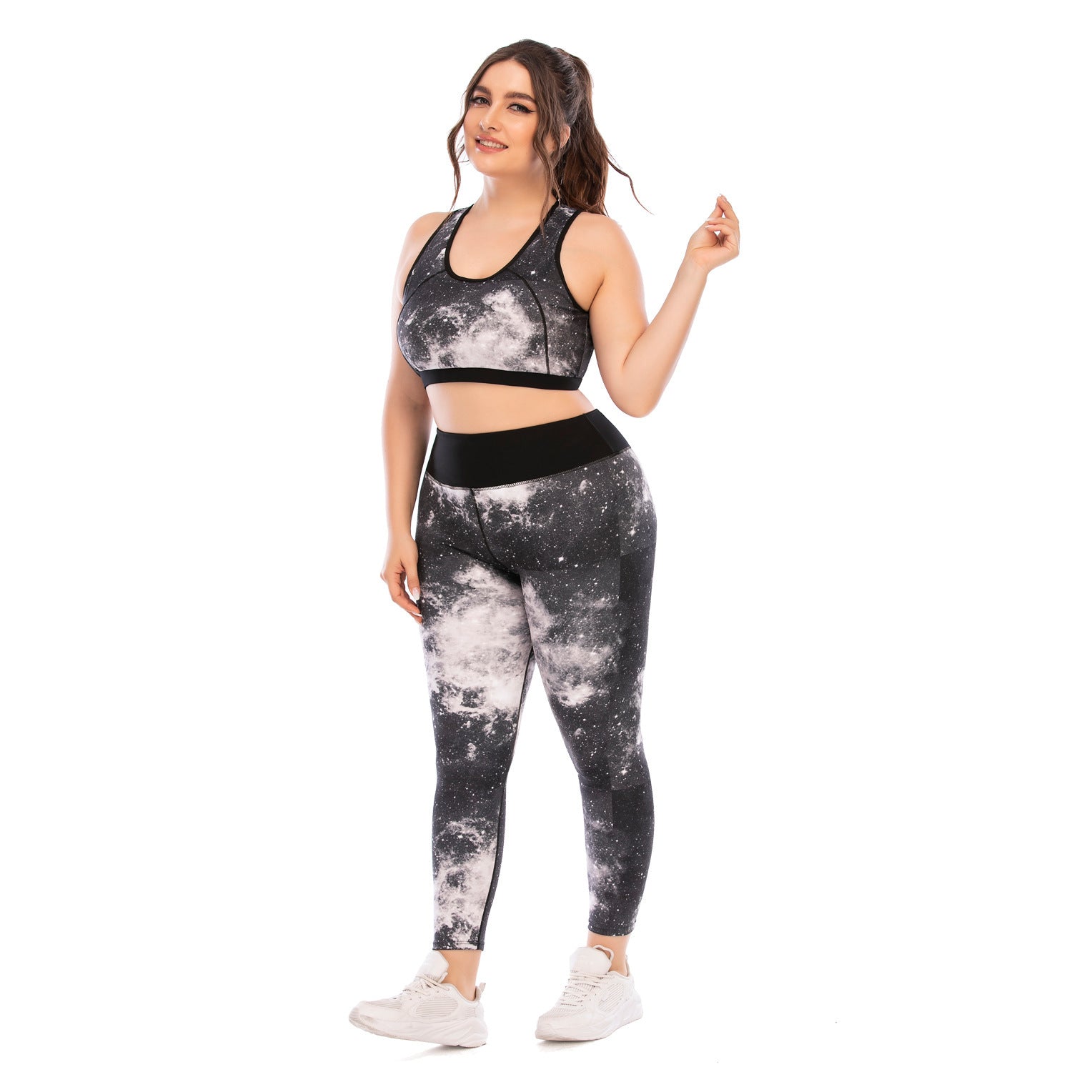 "Plus Size Yoga Workout Set – Sports Bra and High - Waisted Tight - Fitting Pants - TNT Fitness