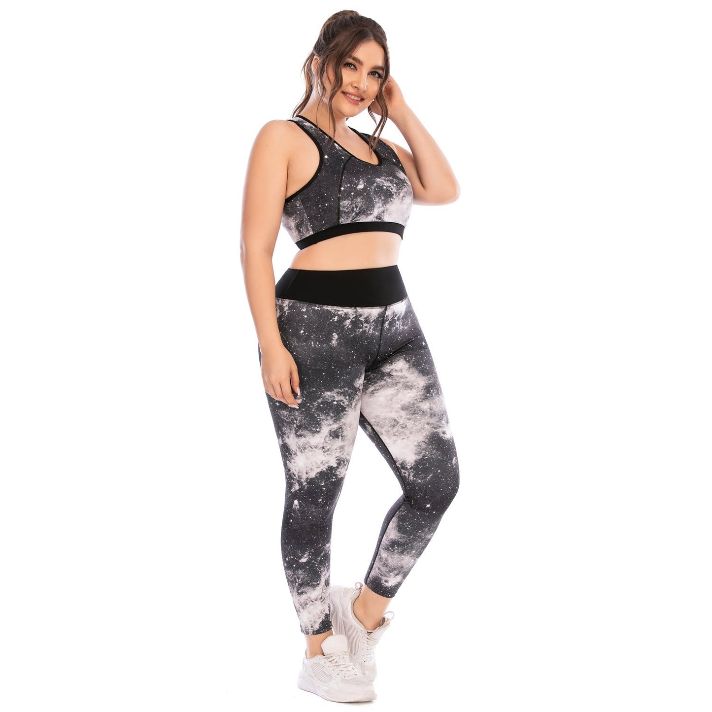 "Plus Size Yoga Workout Set – Sports Bra and High - Waisted Tight - Fitting Pants - TNT Fitness