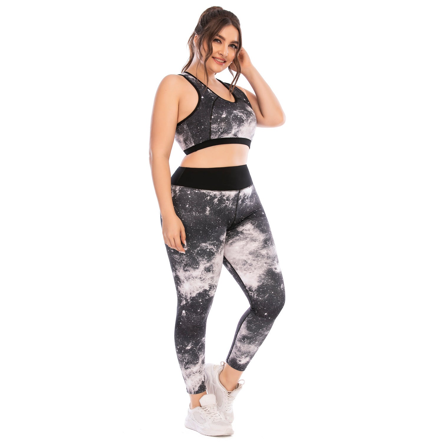 "Plus Size Yoga Workout Set – Sports Bra and High - Waisted Tight - Fitting Pants - TNT Fitness