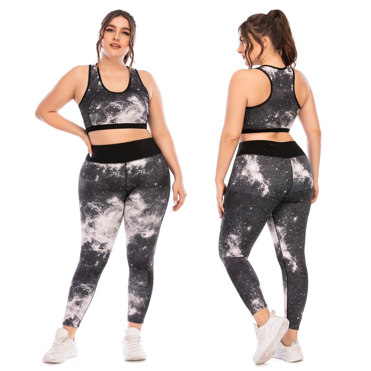 "Plus Size Yoga Workout Set – Sports Bra and High - Waisted Tight - Fitting Pants - TNT Fitness