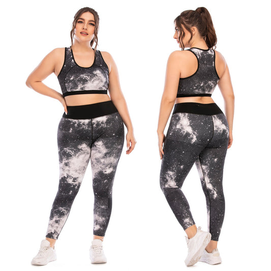 "Plus Size Yoga Workout Set – Sports Bra and High - Waisted Tight - Fitting Pants - TNT Fitness