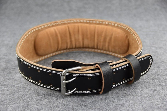 Professional leather weightlifting belt designed for maximum support and stability during heavy lifts. Durable and adjustable with a secure buckle, ideal for weightlifting, powerlifting, and strength training.- TNT Fitness Gear