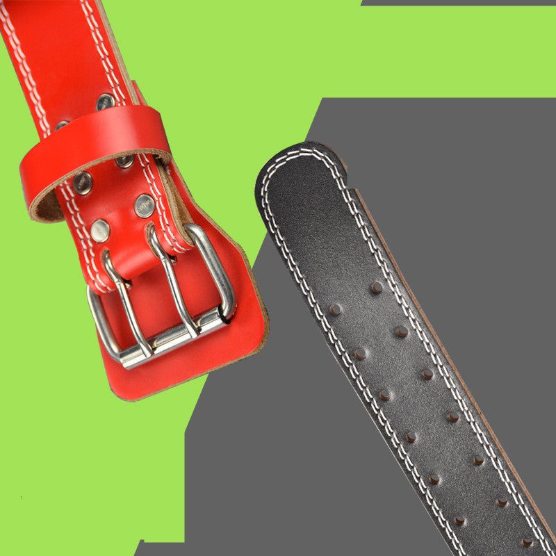 Professional leather weightlifting belt designed for maximum support and stability during heavy lifts. Durable and adjustable with a secure buckle, ideal for weightlifting, powerlifting, and strength training.- TNT Fitness Gear