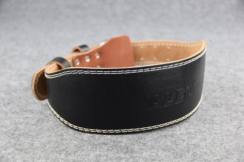 Professional leather weightlifting belt designed for maximum support and stability during heavy lifts. Durable and adjustable with a secure buckle, ideal for weightlifting, powerlifting, and strength training.- TNT Fitness Gear