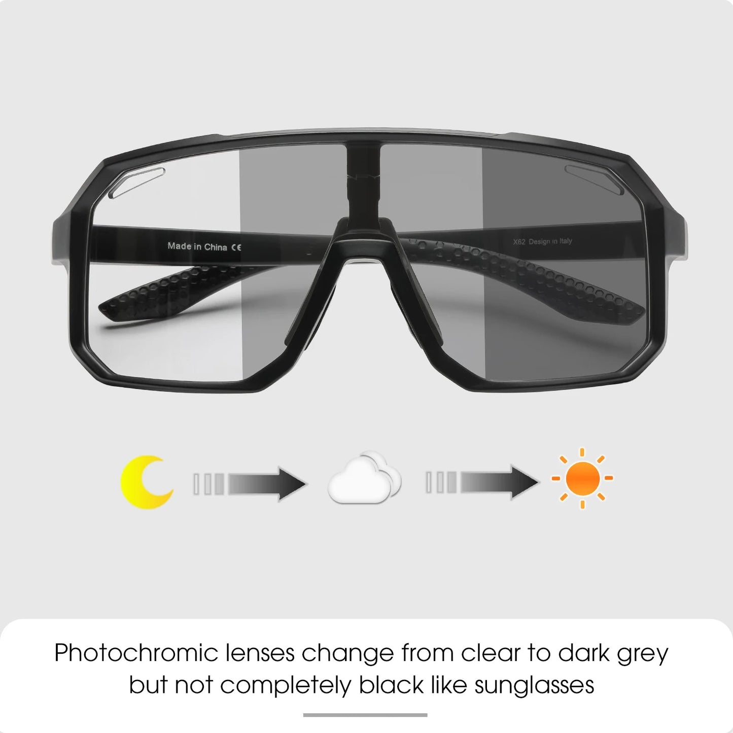 SCVCN Cycling Sunglasses with photochromic lenses that adapt to changing light conditions. Offers 100% UV protection, lightweight durability, and an ergonomic fit for long rides. Perfect for cycling, hiking, running, and other outdoor activities, combining style and functionality- TNT Fitness Gear