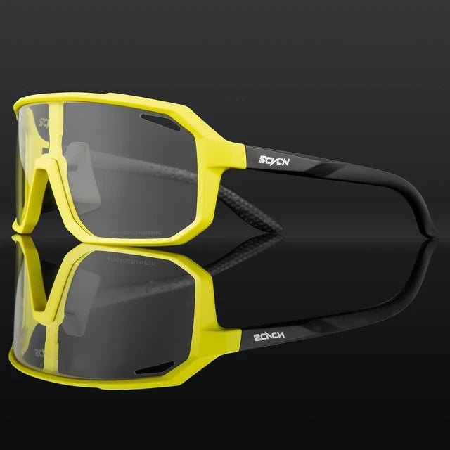 SCVCN Cycling Sunglasses with photochromic lenses that adapt to changing light conditions. Offers 100% UV protection, lightweight durability, and an ergonomic fit for long rides. Perfect for cycling, hiking, running, and other outdoor activities, combining style and functionality- TNT Fitness Gear