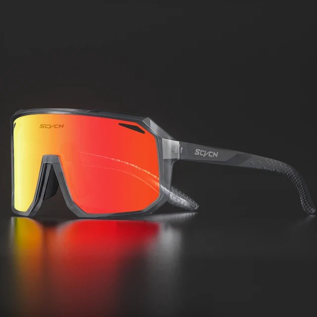 SCVCN Cycling Sunglasses with photochromic lenses that adapt to changing light conditions. Offers 100% UV protection, lightweight durability, and an ergonomic fit for long rides. Perfect for cycling, hiking, running, and other outdoor activities, combining style and functionality- TNT Fitness Gear