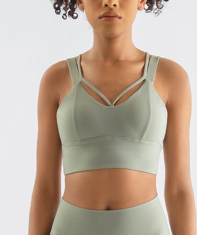 Shockproof sports bra tank top designed for yoga and gym, featuring a premium nylon-spandex blend, stylish colors, and a supportive, flexible fit. - TNT Fitness Gear