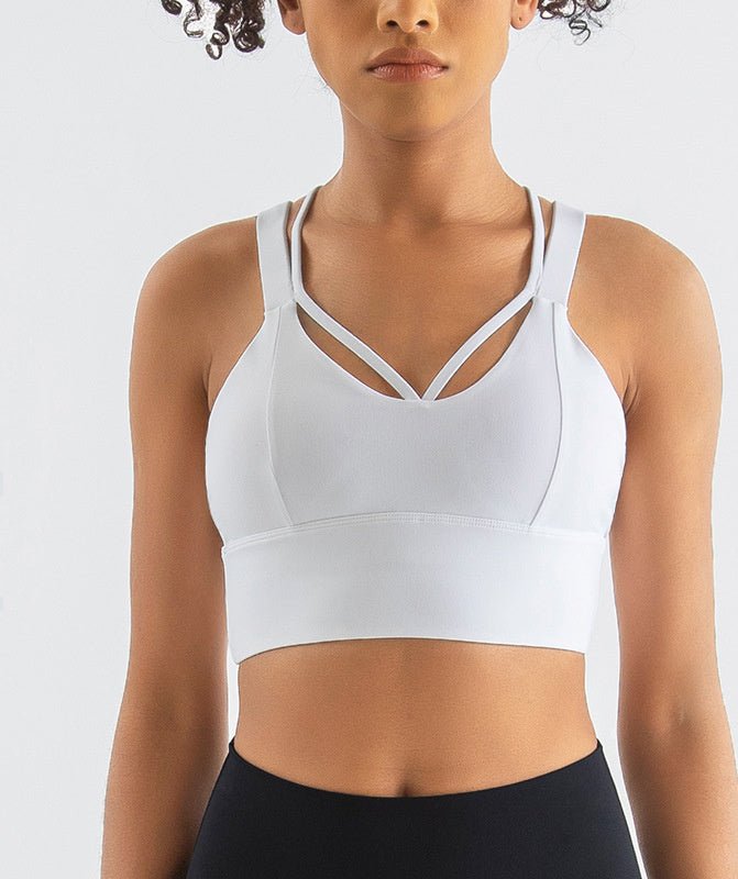 Shockproof sports bra tank top designed for yoga and gym, featuring a premium nylon-spandex blend, stylish colors, and a supportive, flexible fit. - TNT Fitness Gear