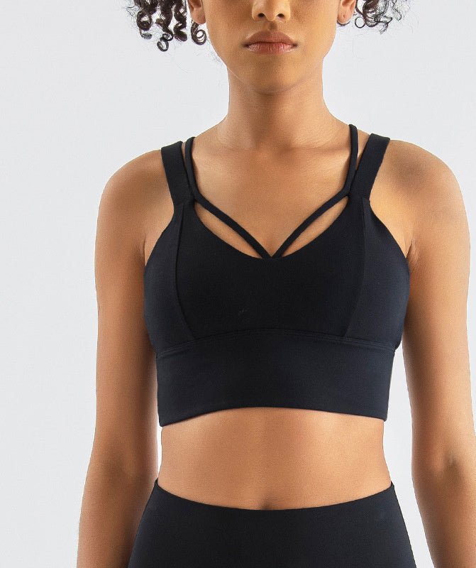 Shockproof sports bra tank top designed for yoga and gym, featuring a premium nylon-spandex blend, stylish colors, and a supportive, flexible fit. - TNT Fitness Gear
