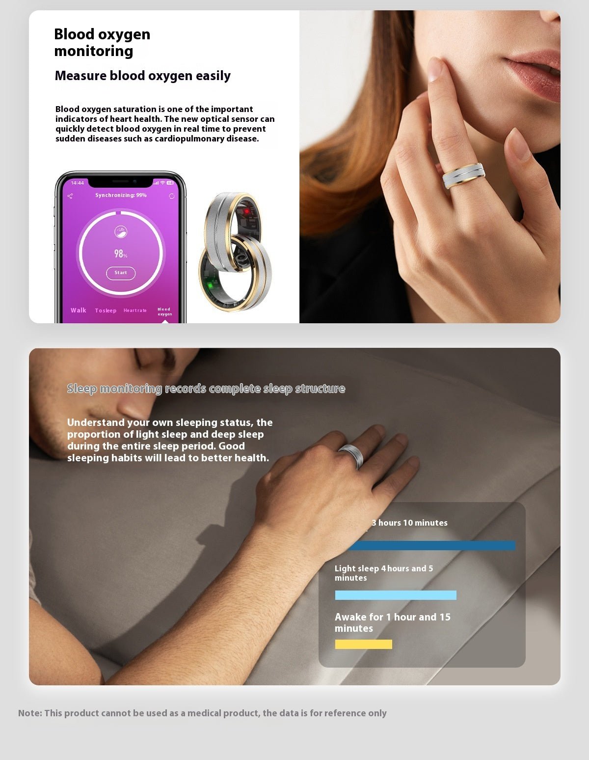 Smart Fitness Ring 2024 – Heart Rate, Sleep & Blood Oxygen Tracker | Waterproof, Multi - Sport, Android & iOS Compatible - TNT Fitness