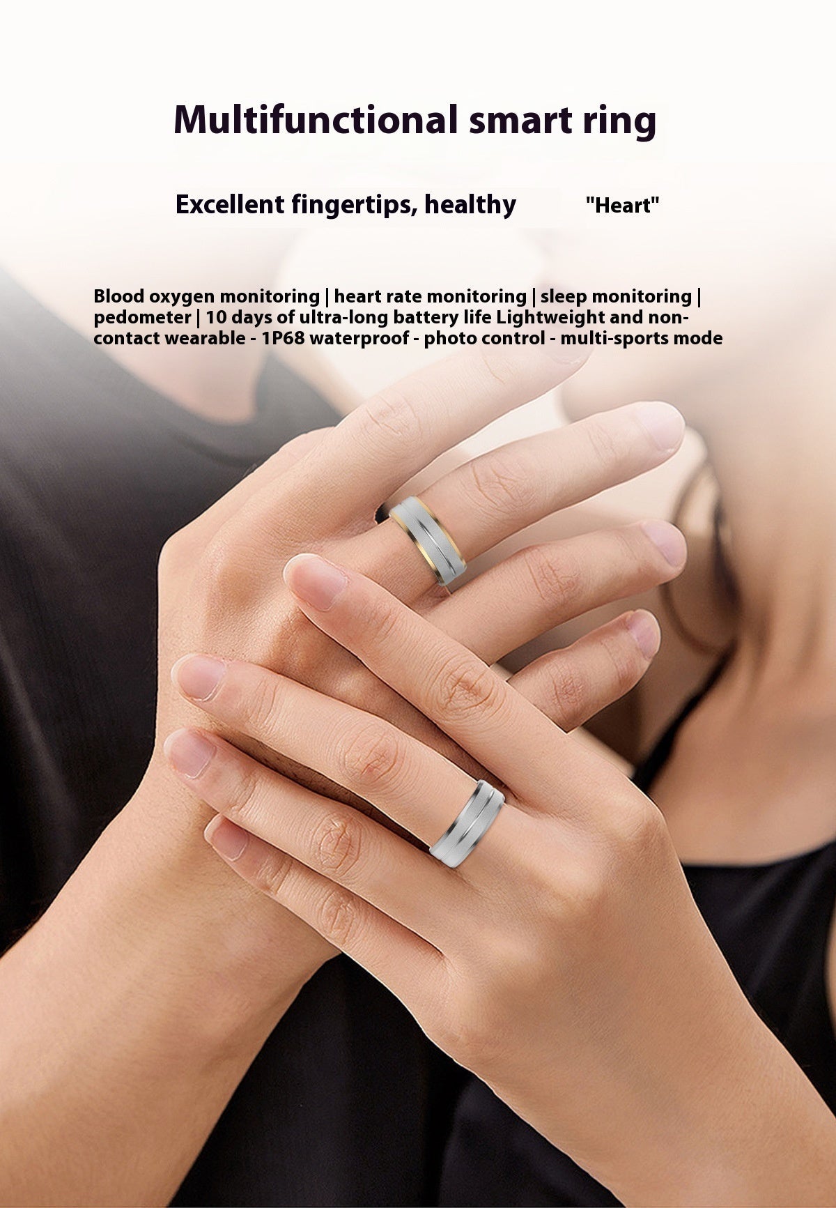 Smart Fitness Ring 2024 – Heart Rate, Sleep & Blood Oxygen Tracker | Waterproof, Multi - Sport, Android & iOS Compatible - TNT Fitness