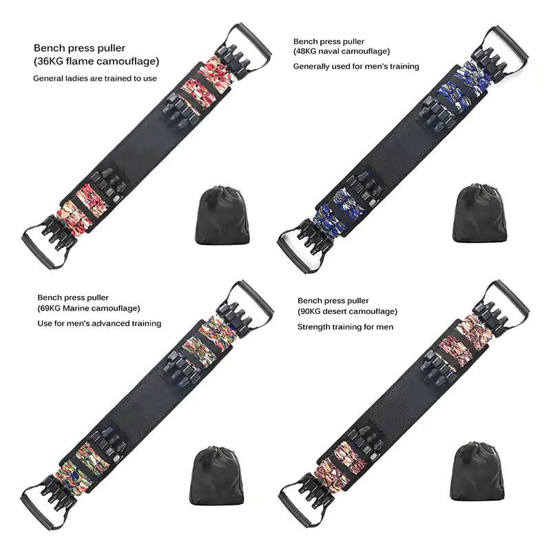 Multi-Function Strength Training Resistance Band Set designed for versatile workouts. Includes various resistance levels to target different muscle groups, perfect for strength training, physical therapy, and full-body exercises at home or on the go. TNT Fitness Gear