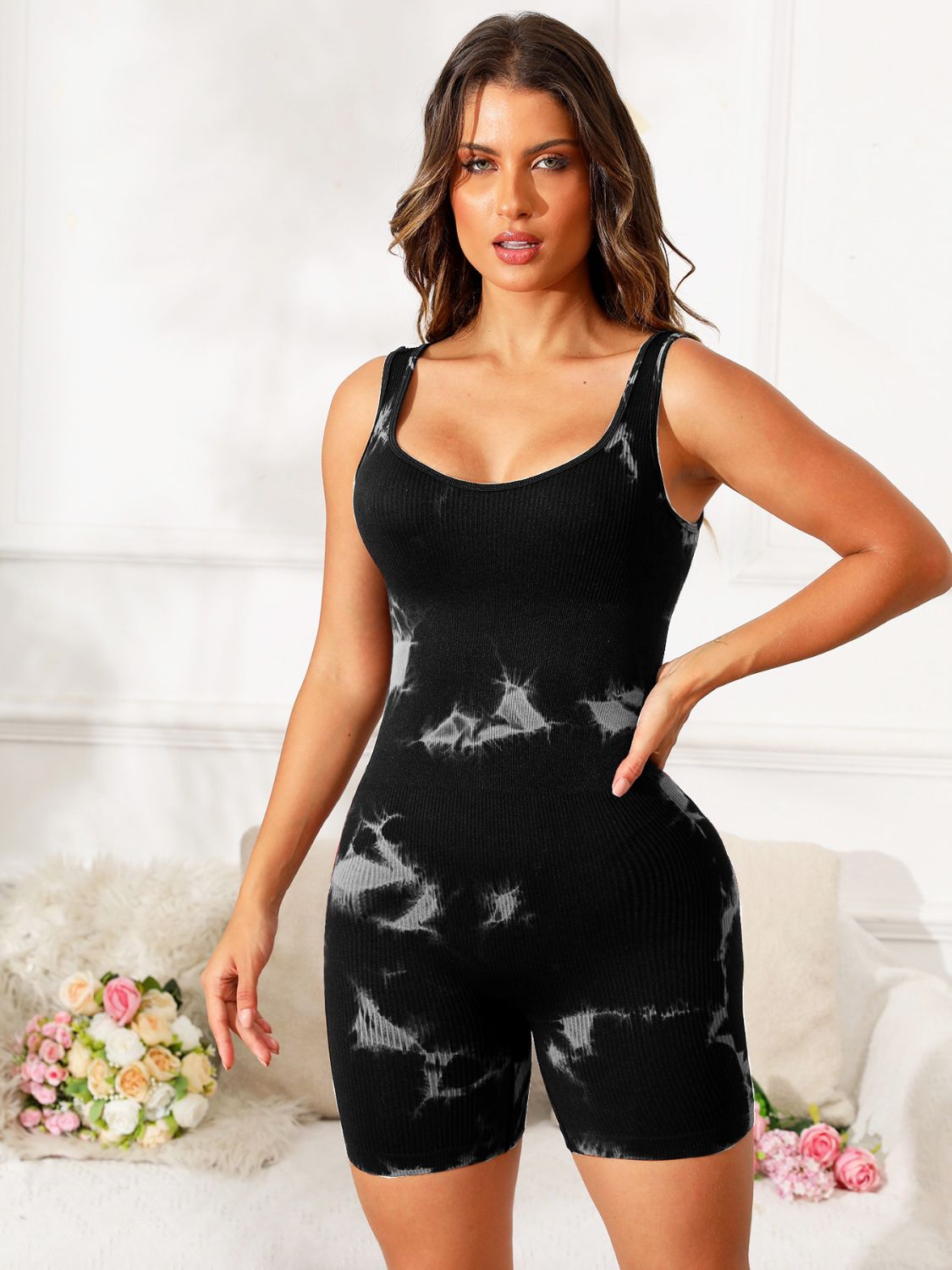 Tie - Dye Wide Strap Active Romper – Highly Stretchy Fitness Wear - TNT Fitness