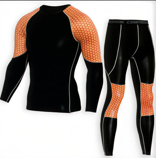 Men’s compression training set long sleeve and leggings performance workout gear