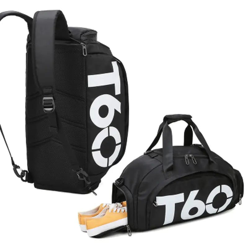A stylish waterproof Training bag with a sleek design, featuring a separate shoe pocket, adjustable strap, and spacious compartments for travel and fitness essentials.- TNT Fitness Gear