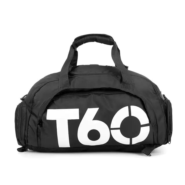A stylish waterproof Training bag with a sleek design, featuring a separate shoe pocket, adjustable strap, and spacious compartments for travel and fitness essentials.- TNT Fitness Gear