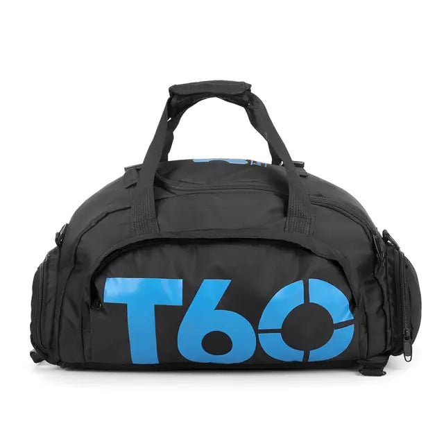 A stylish waterproof Training bag with a sleek design, featuring a separate shoe pocket, adjustable strap, and spacious compartments for travel and fitness essentials.- TNT Fitness Gear