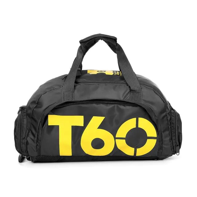 A stylish waterproof Training bag with a sleek design, featuring a separate shoe pocket, adjustable strap, and spacious compartments for travel and fitness essentials.- TNT Fitness Gear